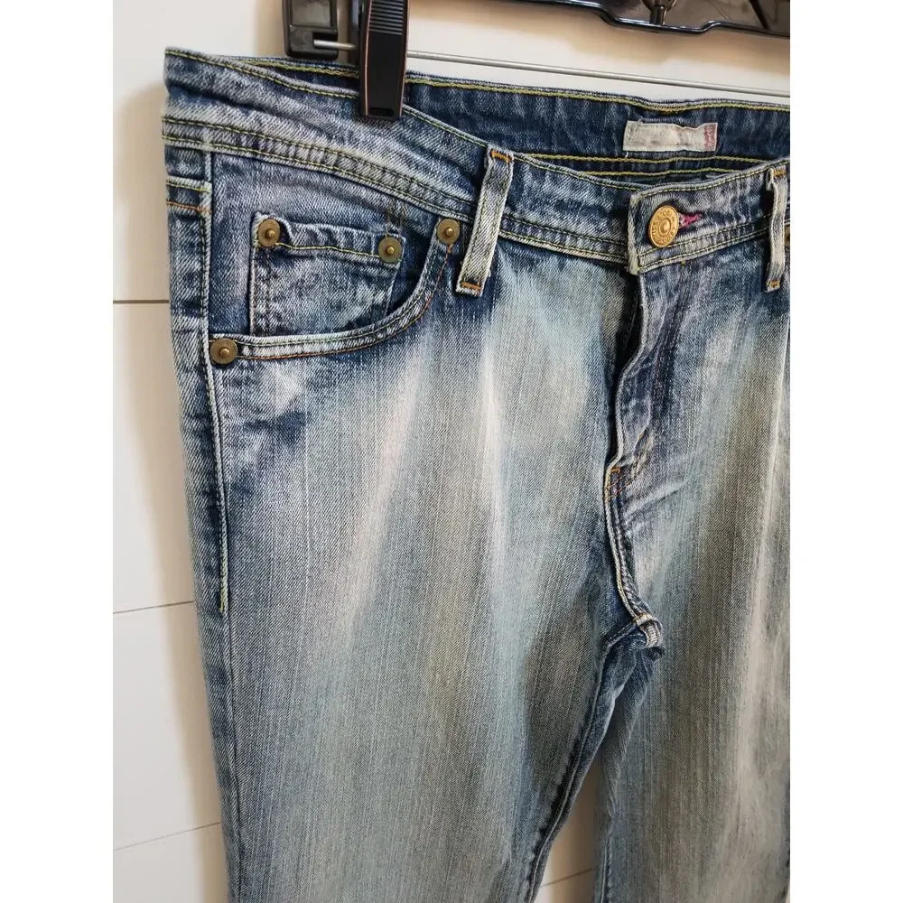 VTG Levi's 518 Jeans 13M Juniors Faded Wash Bleached Look Superlow Bootcut